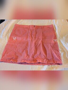 2/20$ Denver Hayes Coral Pink Mini Skirt with Front Pockets And Butterfly